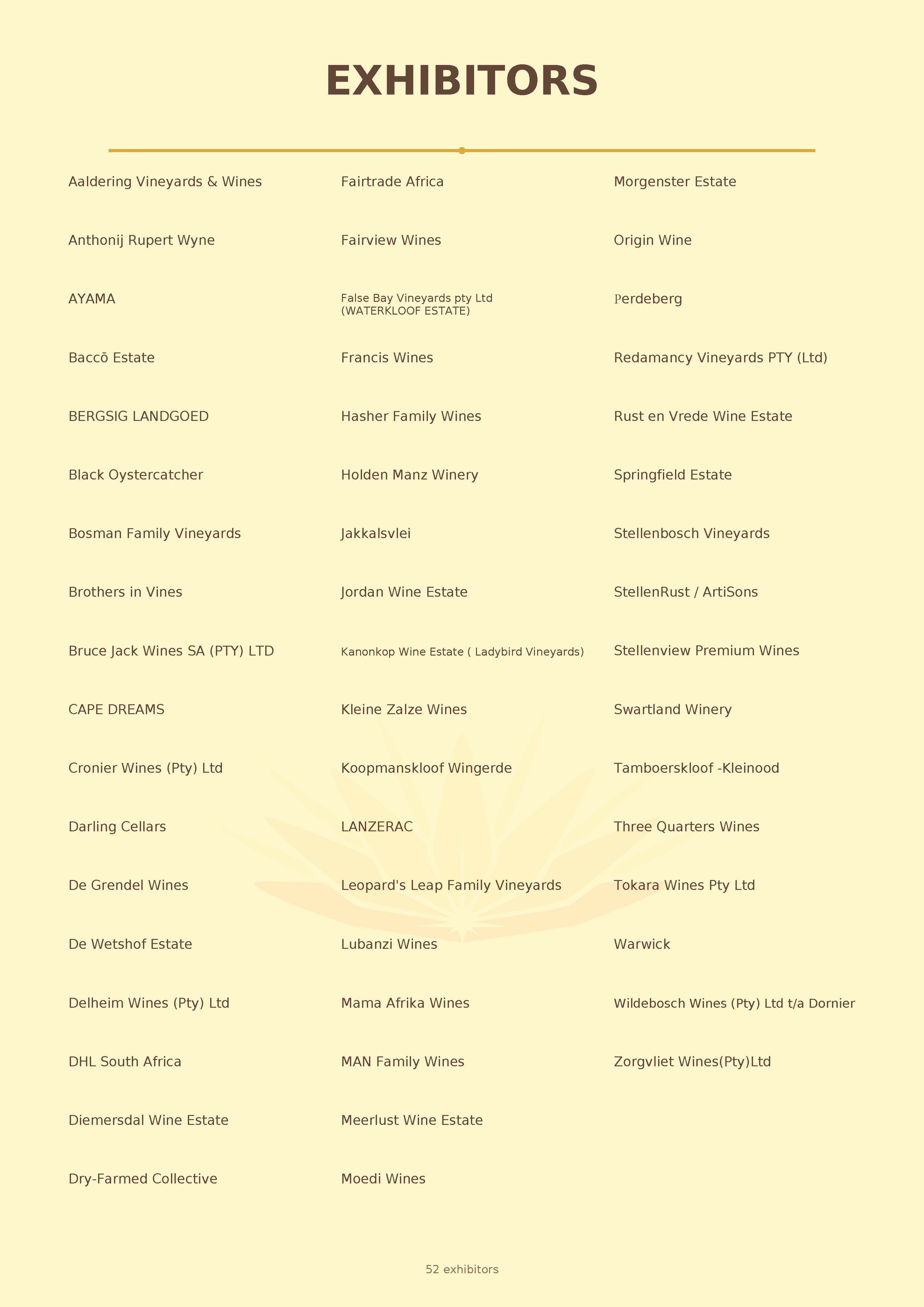 Updated Exhibitors List